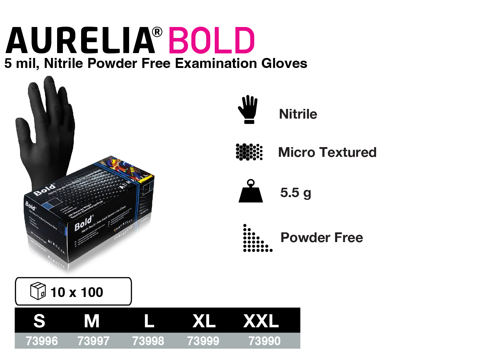 Black disposbale gloves; Aurelia Bold gloves; 