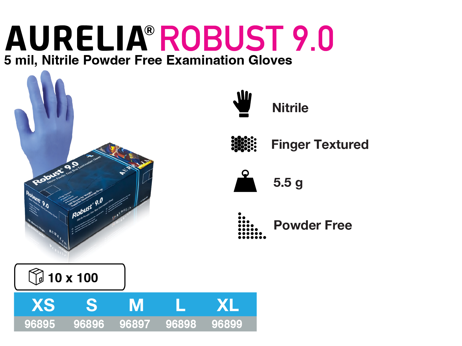 Aurelia Robust 9, strong single use gloves